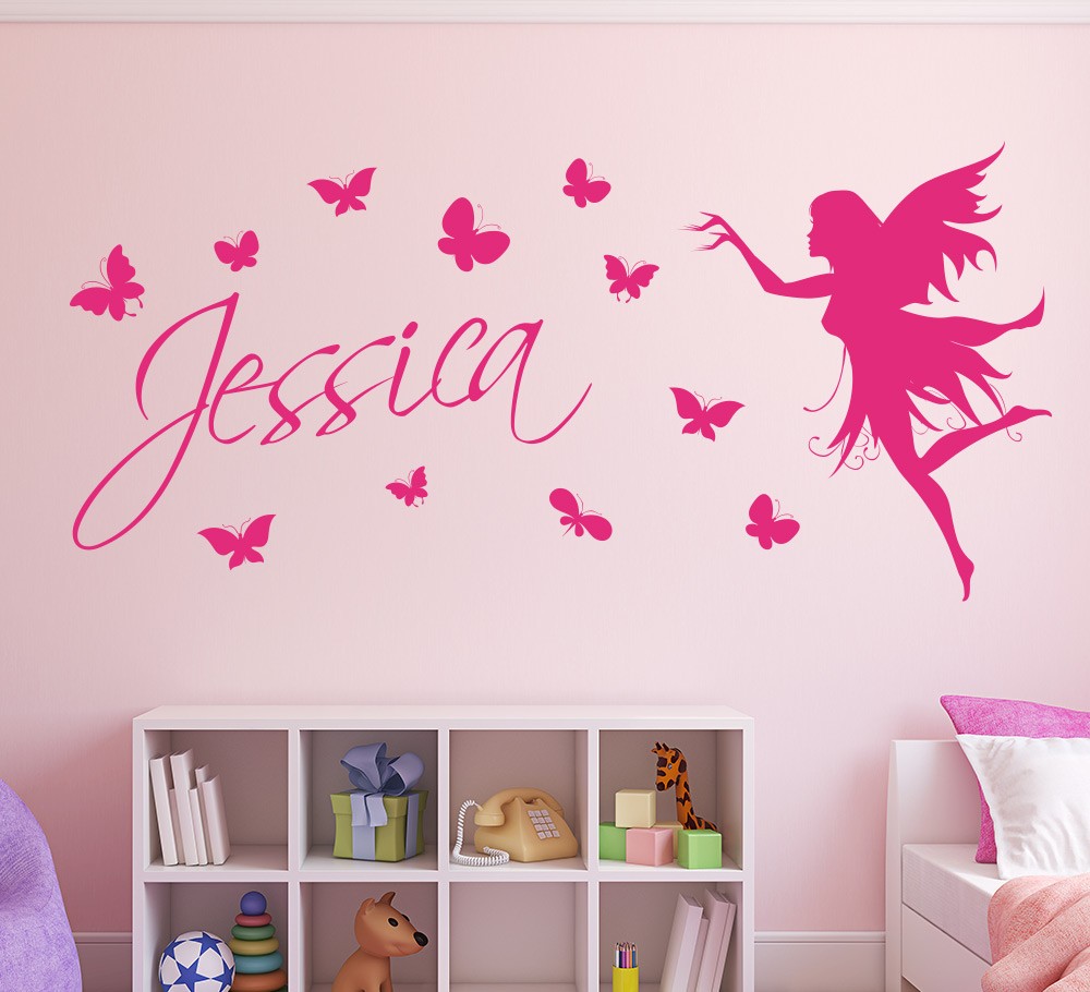 Butterflies Wall Sticker Custom Name Wall Decal Removable Girl Name